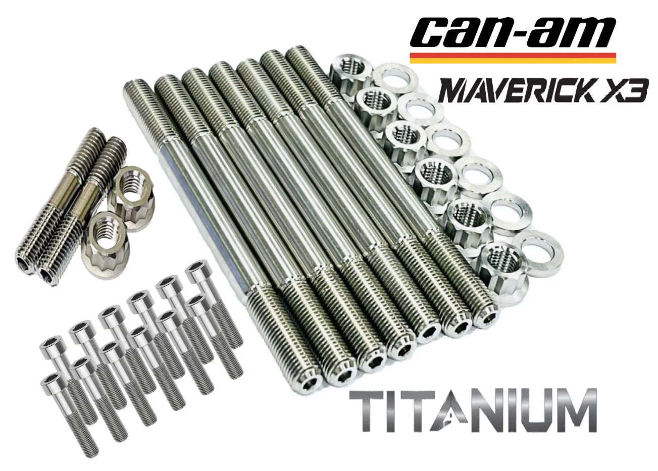 Maverick X3 X-3 Turbo Crankcase Stud Kit TITANIUM Bottom Top Case Studs Nuts Set - Image 2