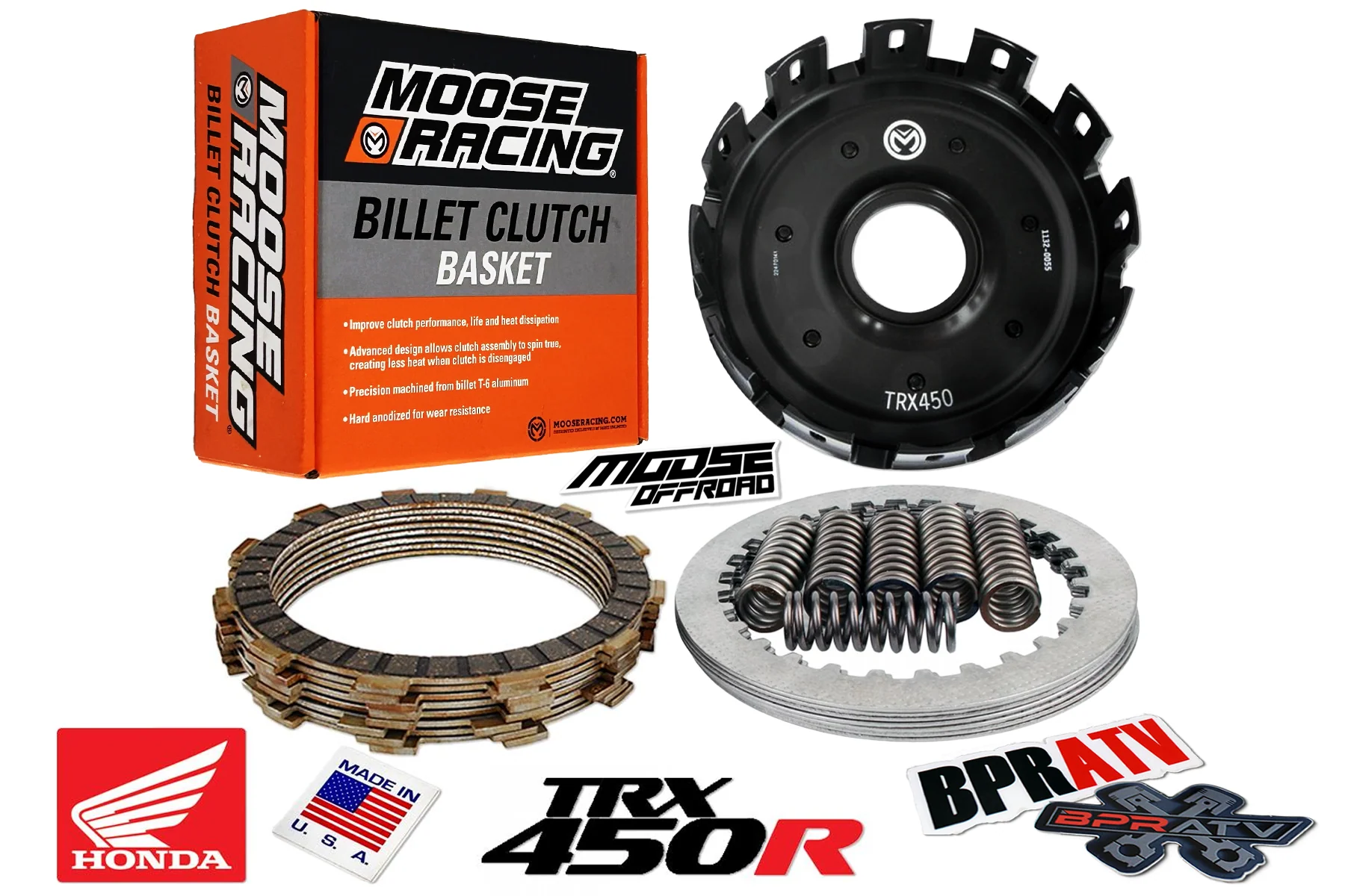 Moose Offroad Honda TRX450R TRX 450R CNC Billet Clutch Basket HD Clutch Pack Kit - Image 5