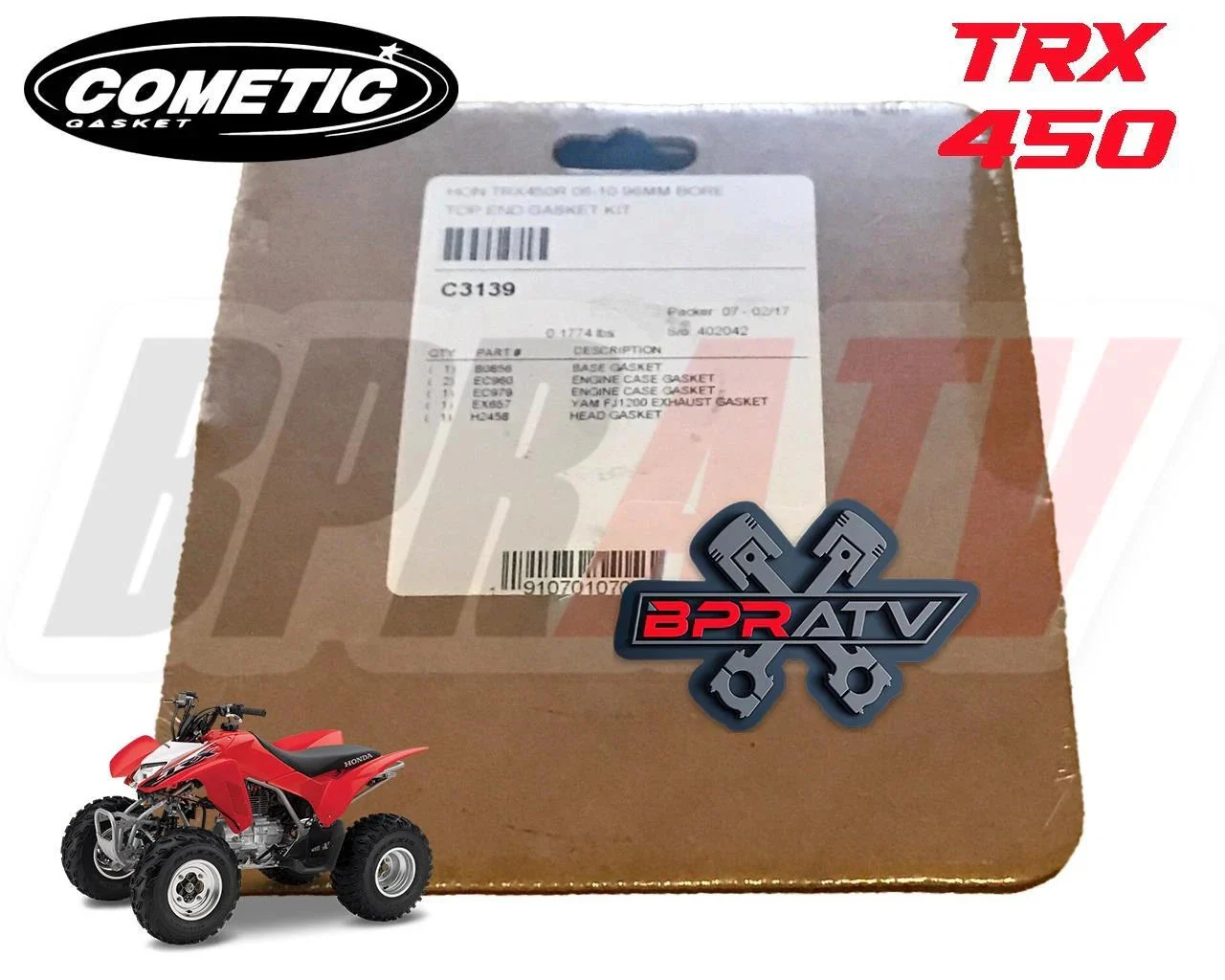 NEW Honda TRX450R TRX 450ER CP 12.5:1 Piston 96mm Cometic Gasket Kit Made in USA - Image 11