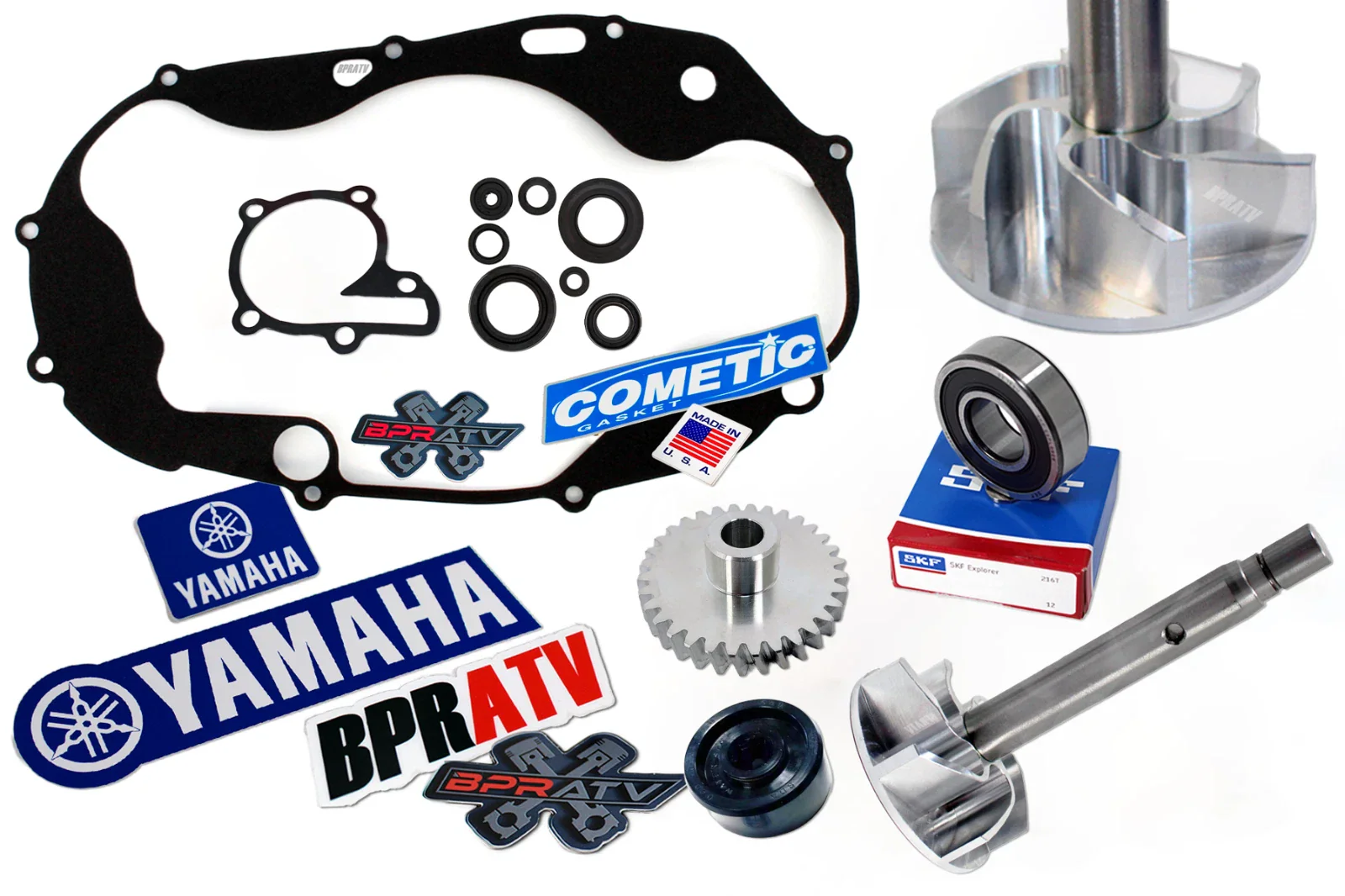 New Yamaha Banshee Water Pump Rebuild Kit Billet Impeller & Gear Cometic Gaskets - Image 2
