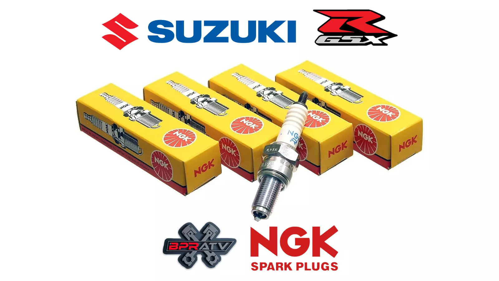 NGK Spark Plugs Suzuki GSX-R750 R600 R1100 R1000 R1300 HAYABUSA CR9E Set of Four - Image 2