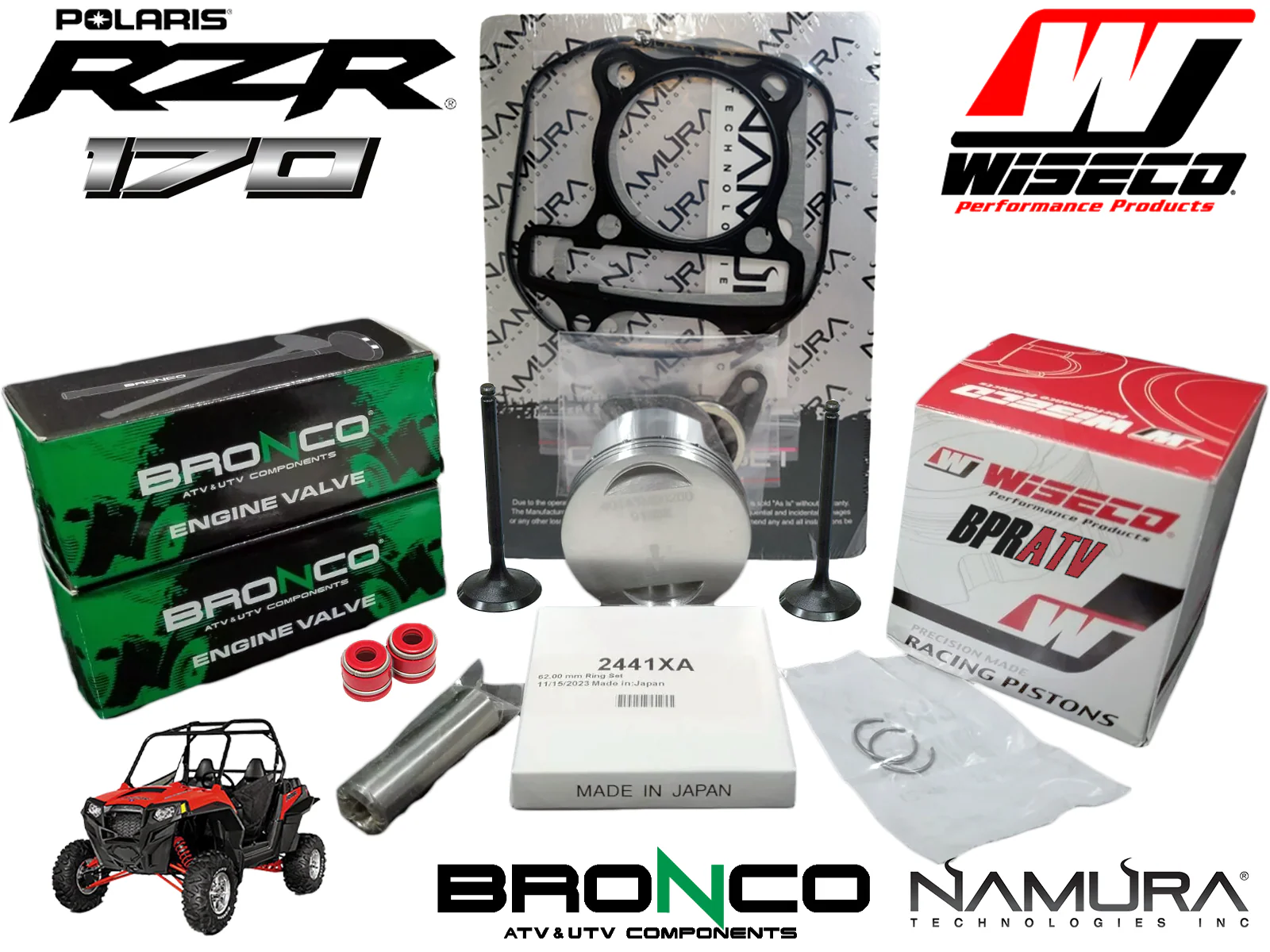 Polaris RZR 170 RZR170 Top End Rebuild Kit Valves Wiseco Piston & Namura Gasket - Image 2