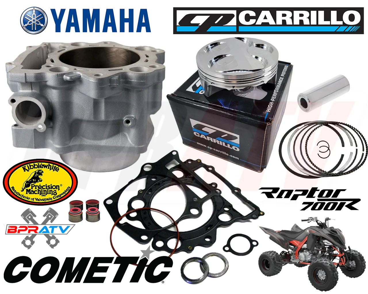 Raptor 700 734cc Big Bore Cylinder 105.5mm CP Piston 10.75:1 Top End Rebuild Kit - Image 2
