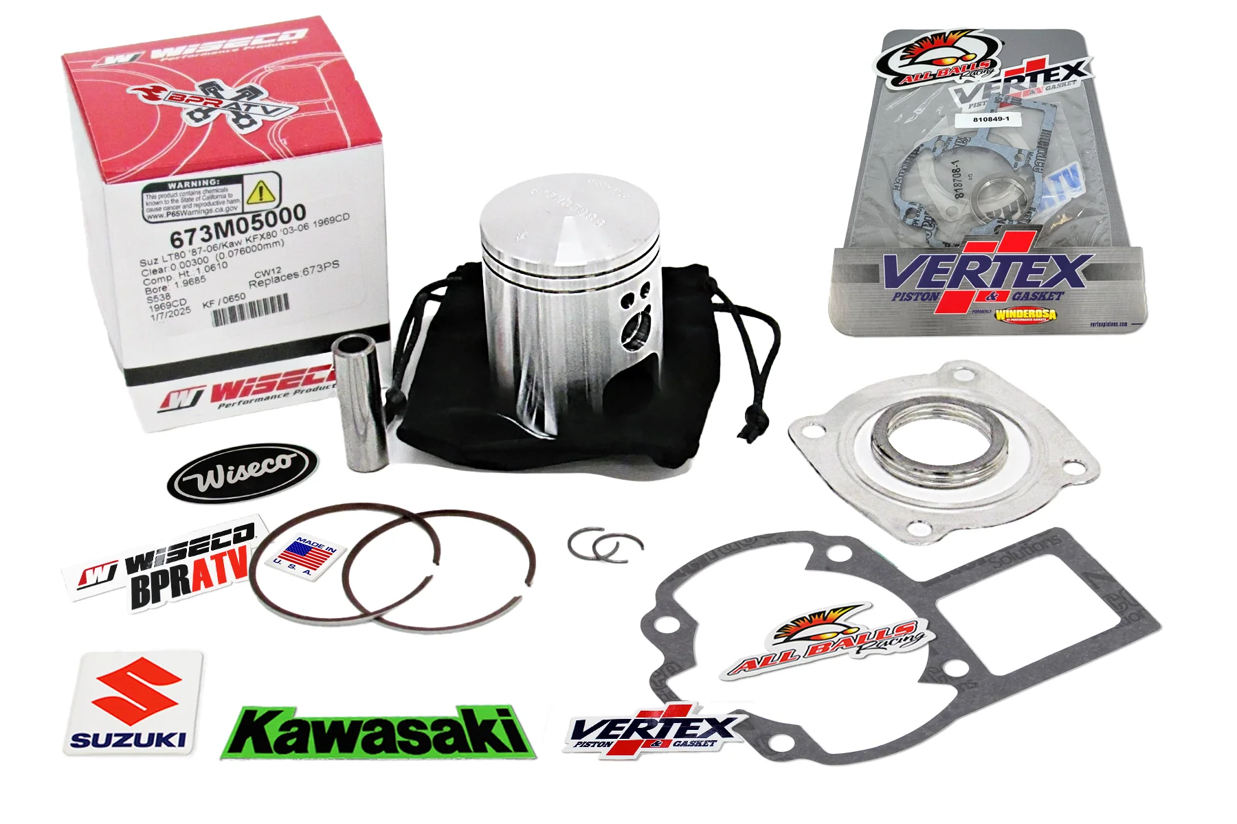 Suzuki LT80 Kawasaki KFX80 OEM Stock Bore Wiseco 50mm Piston Gasket Rebuild Kit! - Image 18