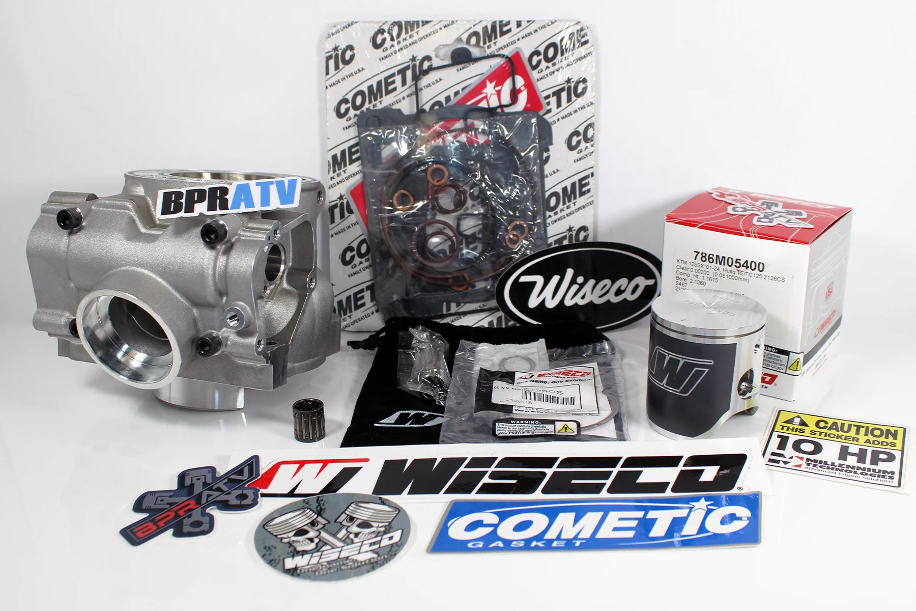 BPRATV 54mm Stock Top End Rebuild Kit KTM 125 SX XC Husqvarna TC & Wiseco Piston