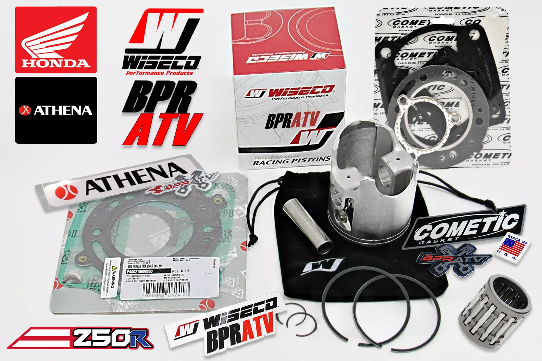 Wiseco 68mm Piston Kit Honda TRX250R TRX 250R Top End Rebuild Gaskets 1987-1989! - Image 2