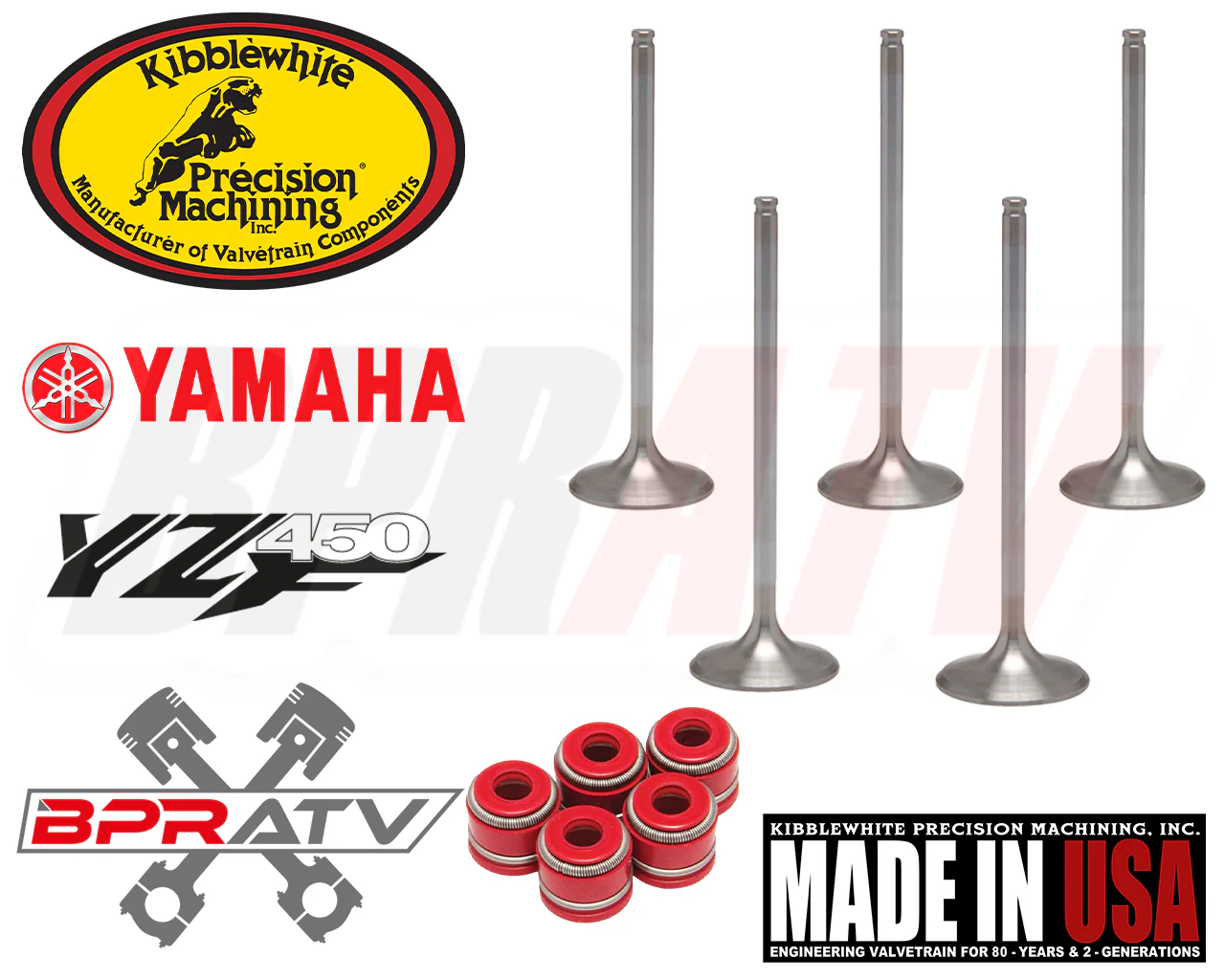 WR450F WR 450F Stock OEM Size Kibblewhite Intake & Exhaust Valves RED Seals Kit - Image 5