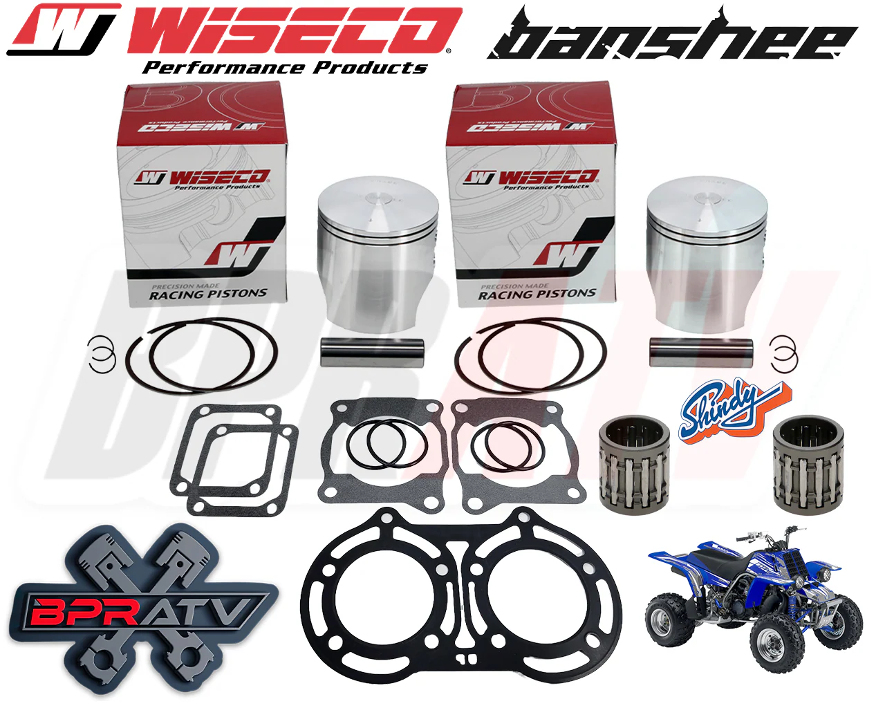 Yamaha Banshee 350 65.50mm +1.5 Wiseco Pro Lite Pistons Bearing Set Gaskets Kit - Image 2