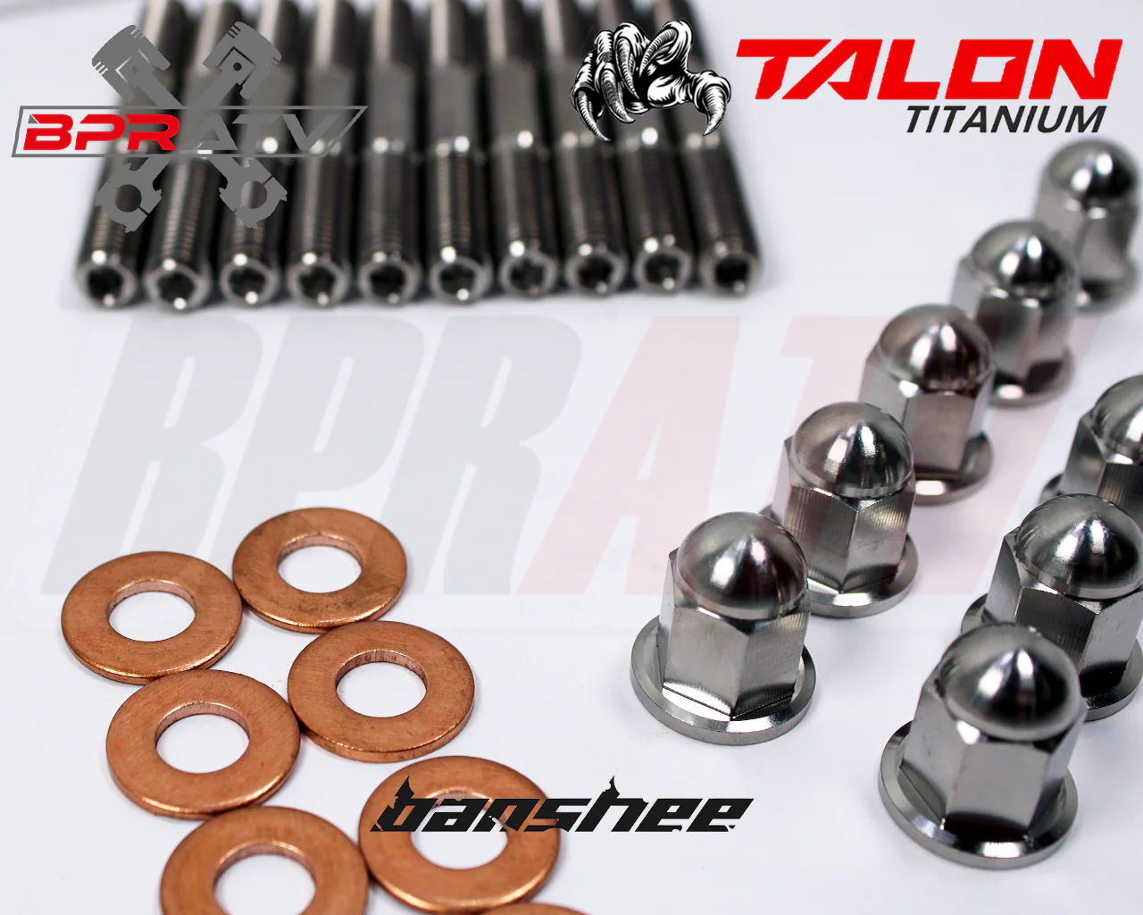 Yamaha Banshee 350 BPRATV TITANIUM Cylinder Head Studs Stud Kit & Ti ACORN Nuts - Image 6