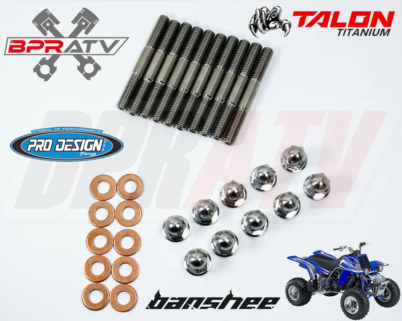 Yamaha Banshee 350 BPRATV TITANIUM Pro Design Cool Head Stud Kit & Ti ACORN Nuts - Image 4