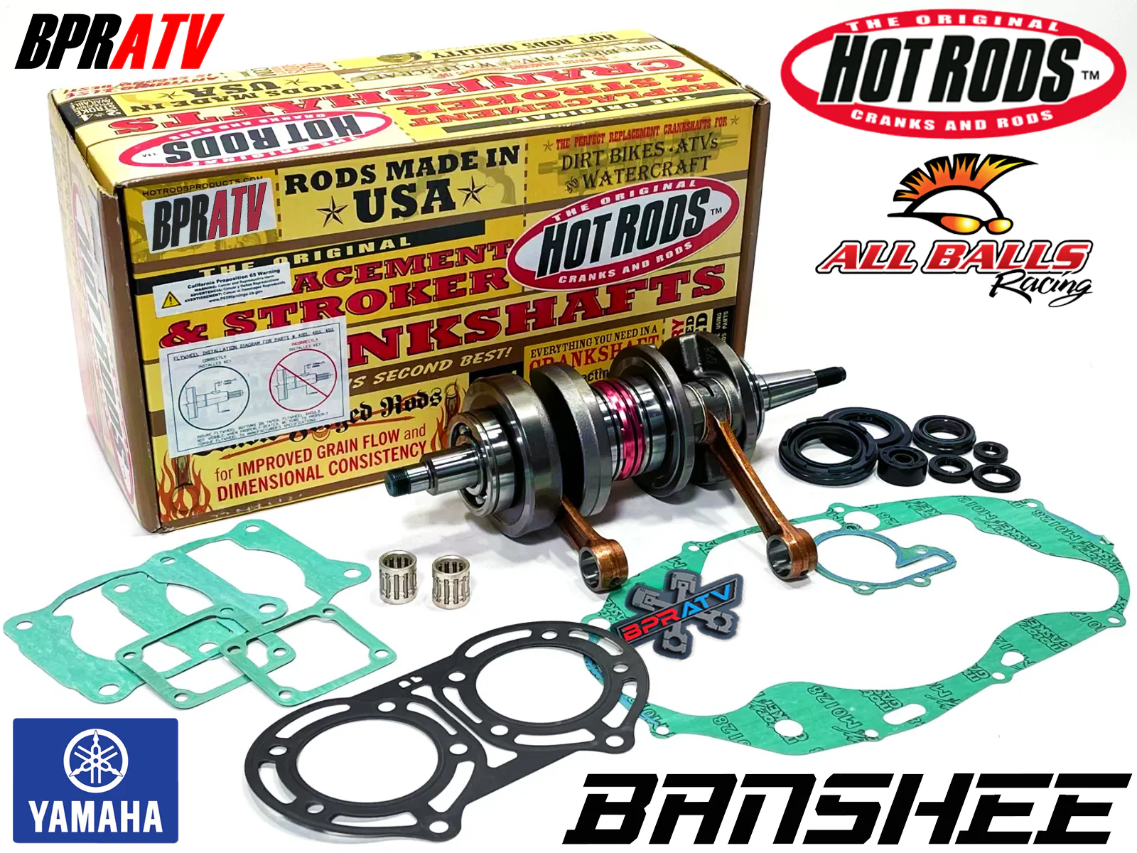 Yamaha Banshee 350 Hot Rods Crank Crankshaft Rods Seals Complete Top End Gasket - Image 2