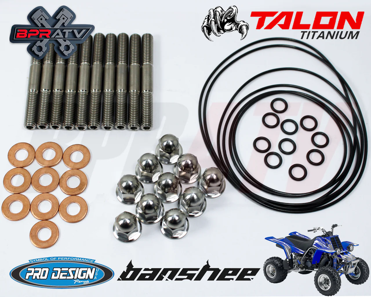 Yamaha Banshee 350 TITANIUM Pro Design Cool Head Stud Kit Nuts & O-Rings Gaskets - Image 3