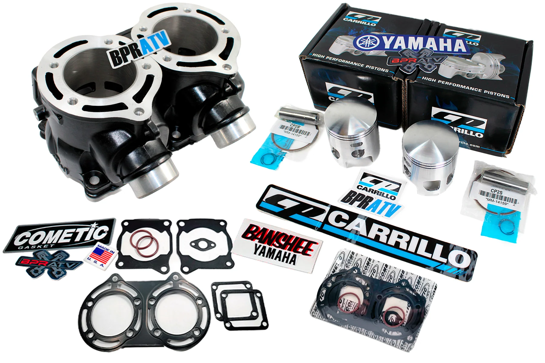 Yamaha Banshee 370cc 66mm Big Bore Top End Rebuild Kit CP Pistons Cometic Gasket - Image 3