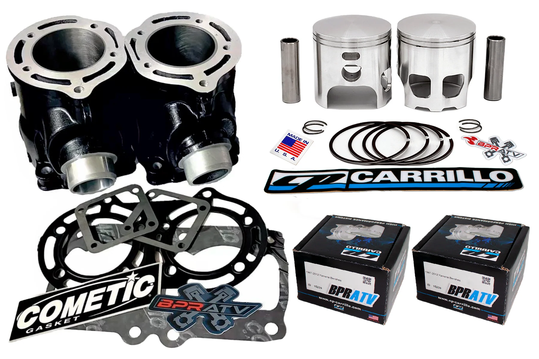 Yamaha Banshee 66mm Cylinders CP-Carrillo Pistons & Cometic Top End Rebuild Kit! - Image 16