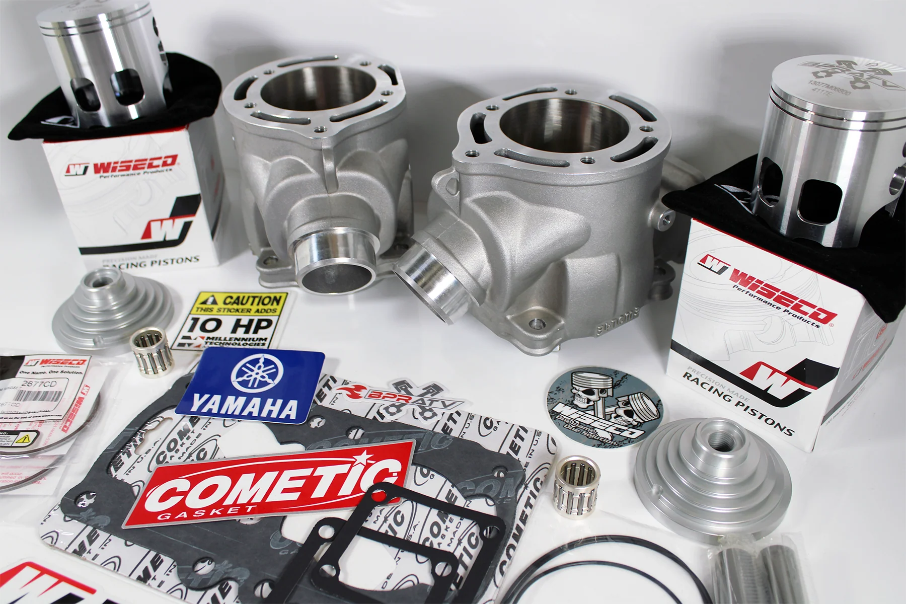 Yamaha Banshee ARES 68mm Cylinders Top End Engine Rebuild Kit WISECO Pistons NEW - Image 11