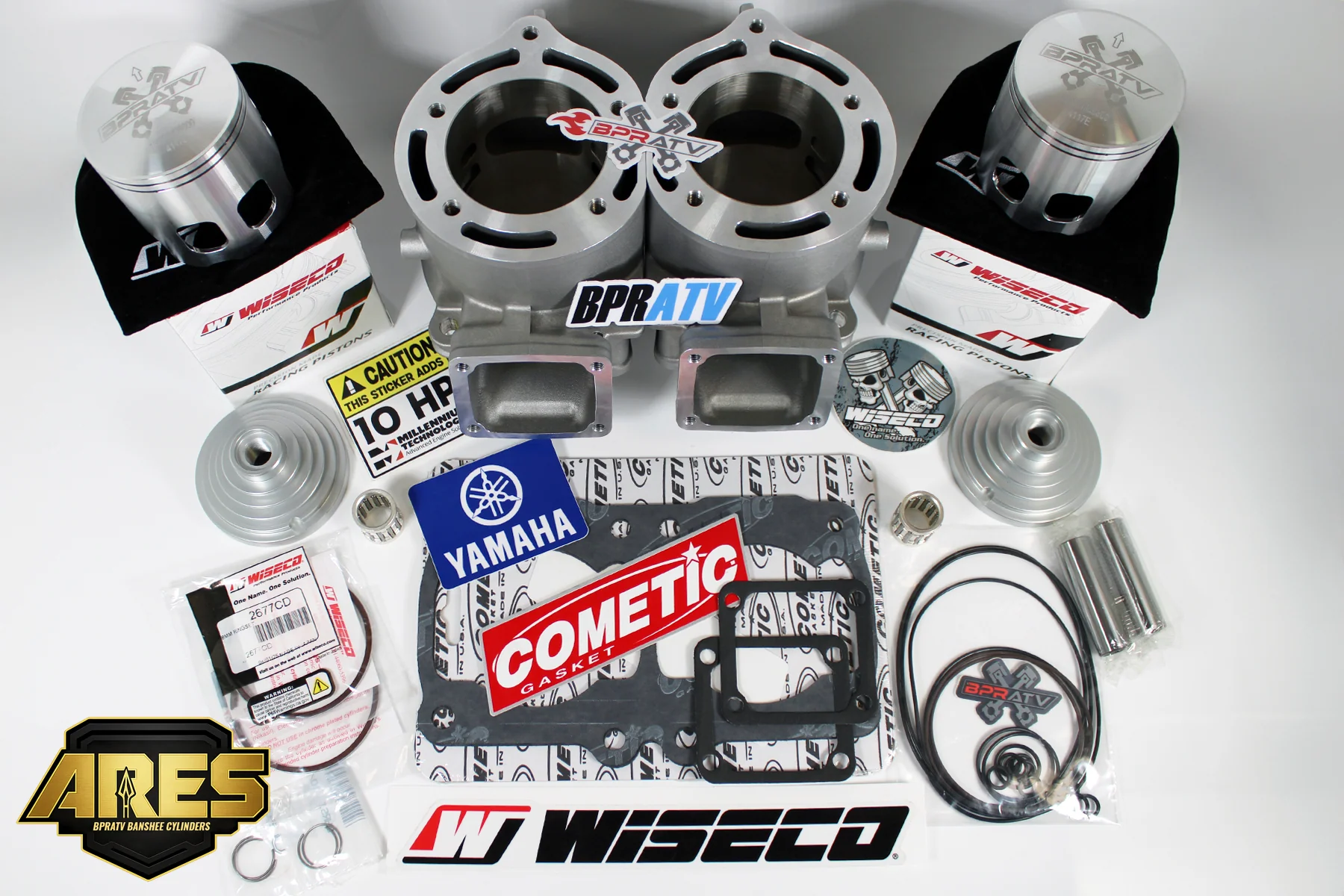 Yamaha Banshee ARES 68mm Cylinders Top End Engine Rebuild Kit WISECO Pistons NEW - Image 3