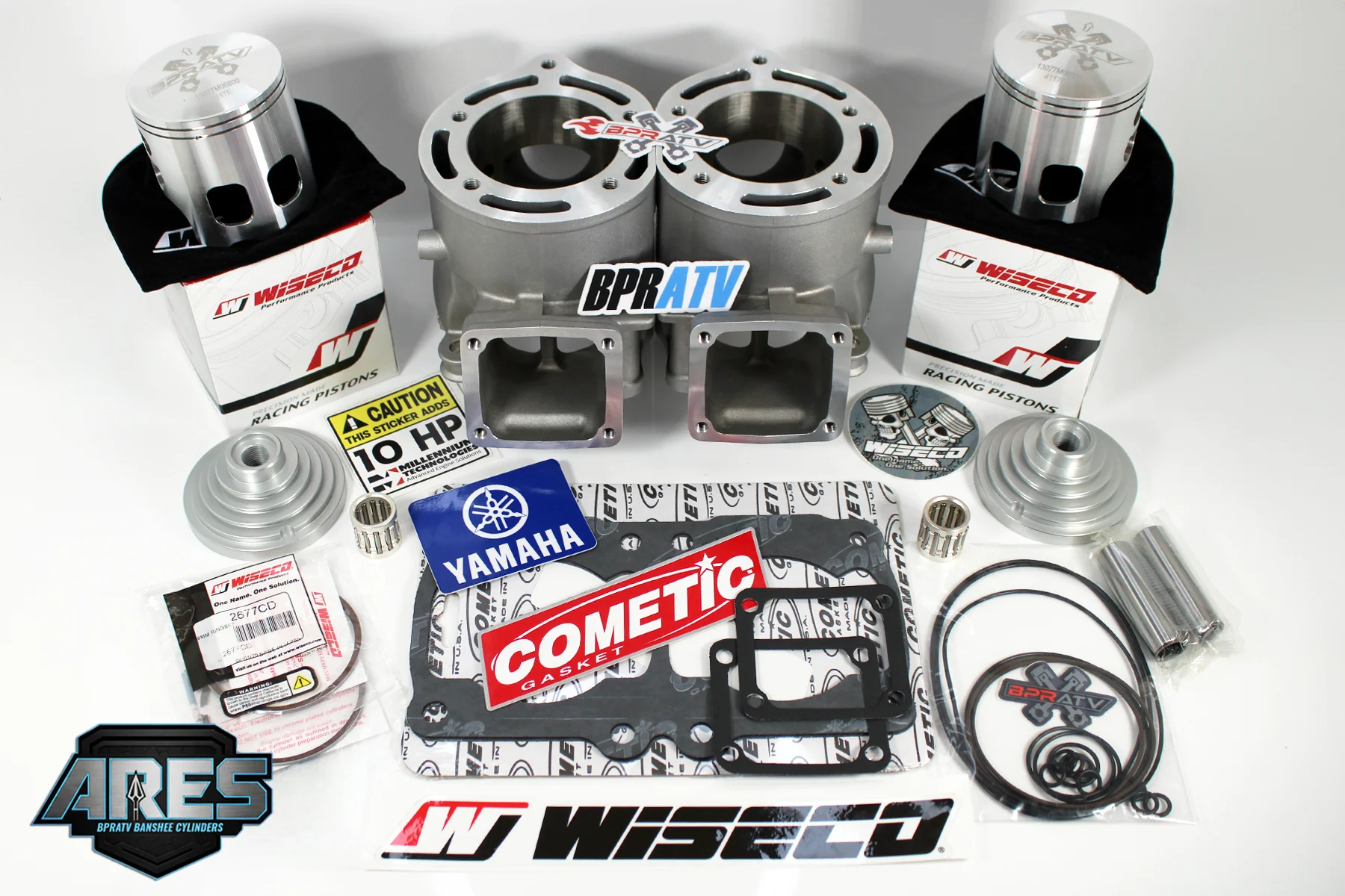 Yamaha Banshee ARES 68mm Ported Cylinders Wiseco Top End Kit 421cc Athena Style! - Image 2
