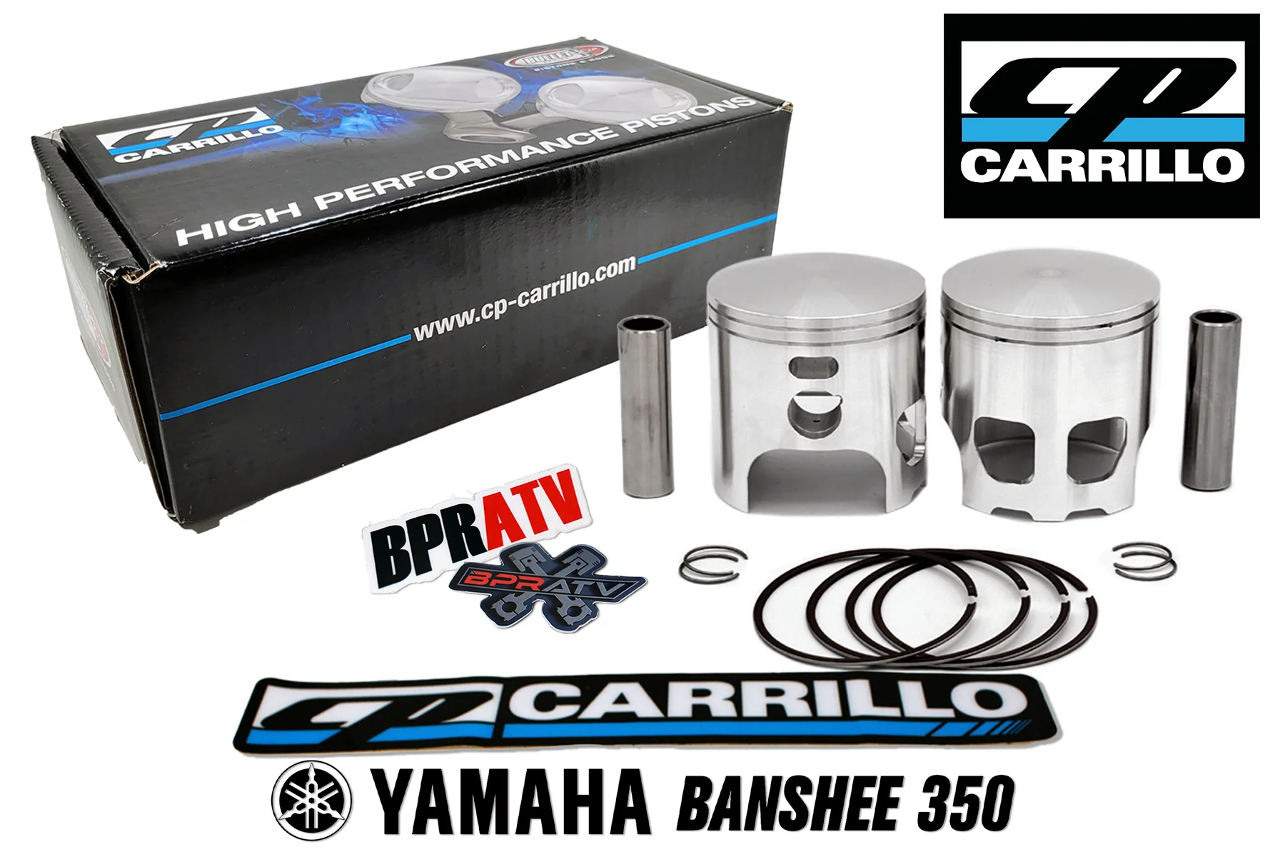 Yamaha Banshee CP-Carrillo 64mm Forged Piston Kit Stock Bore Rings Pin Clips Set - Image 2