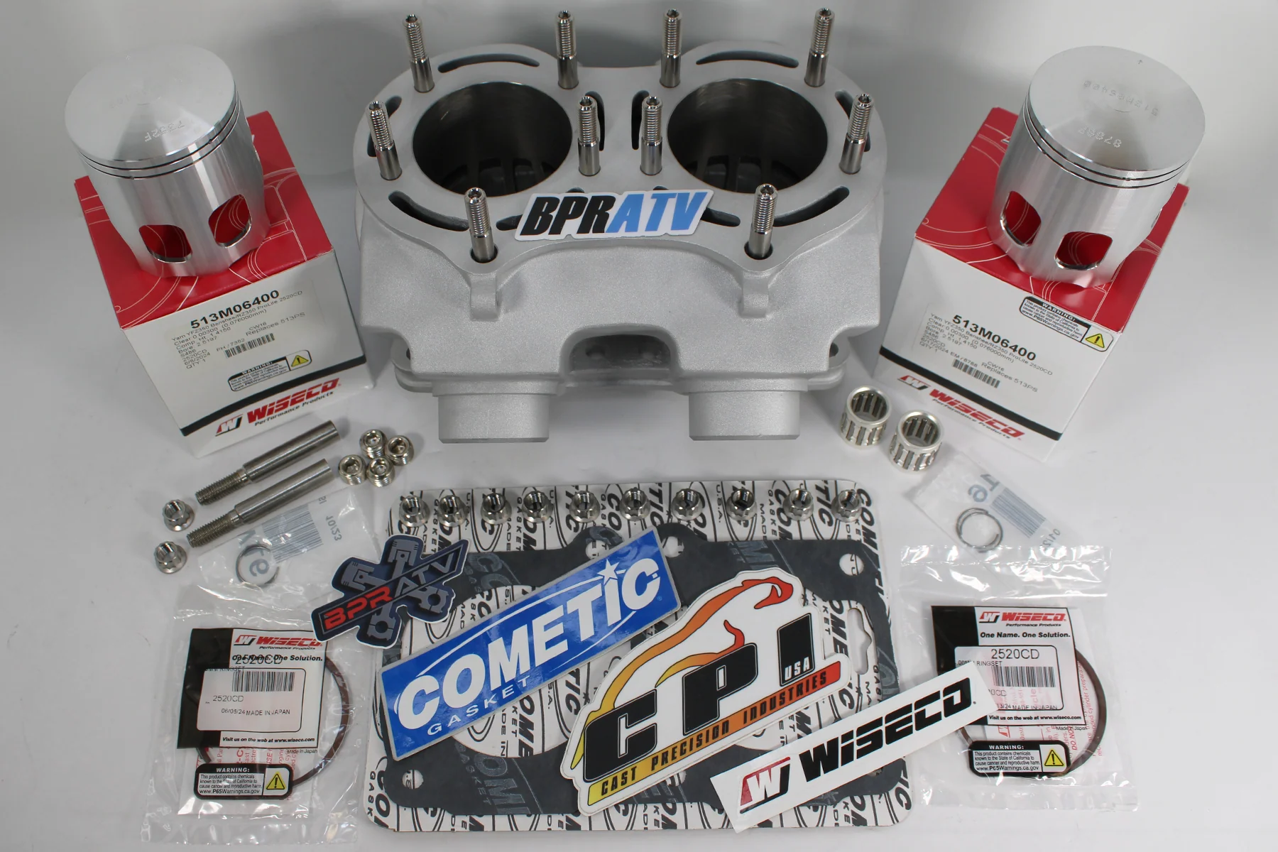 Yamaha Banshee CUB 64mm Stock Bore Cylinder WISECO Pistons Bearings Top End Kit - Image 7