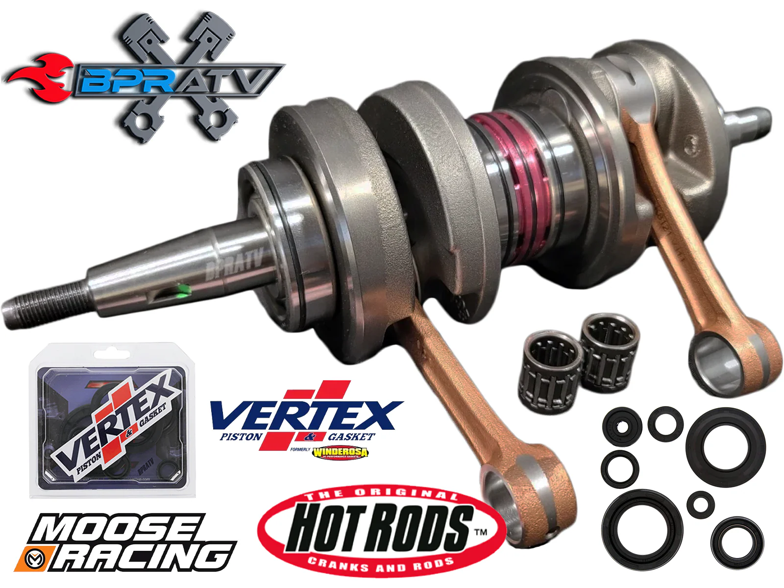 Yamaha Banshee Hot Rods Engine Crankshaft OEM Length & Vertex Oil Seal Kit 4001 - Image 2