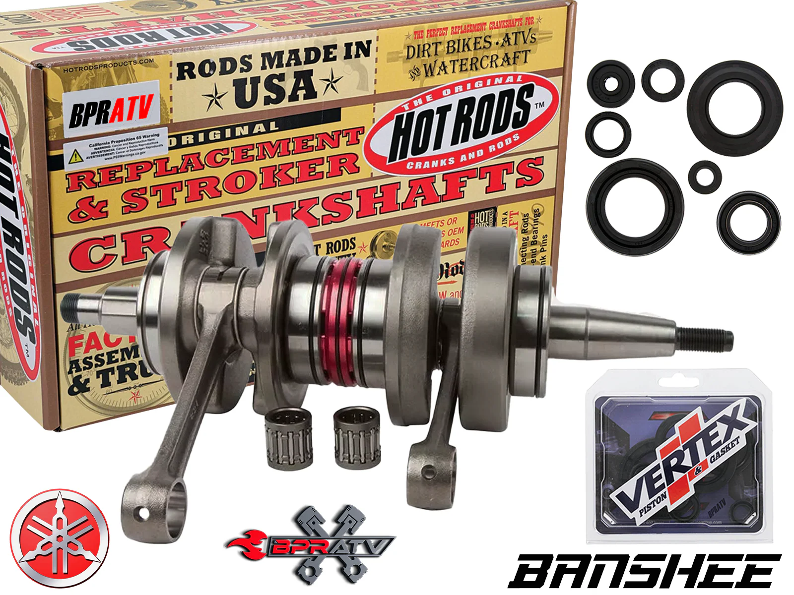 Yamaha Banshee Hot Rods Engine Crankshaft OEM Length & Vertex Oil Seal Kit 4001 - Image 3