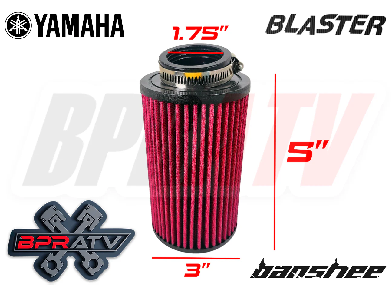 Yamaha Blaster YFS200 YFS 200 K&N Style Air Filter Pod 5" 26mm Stock Mikuni PWK - Image 7