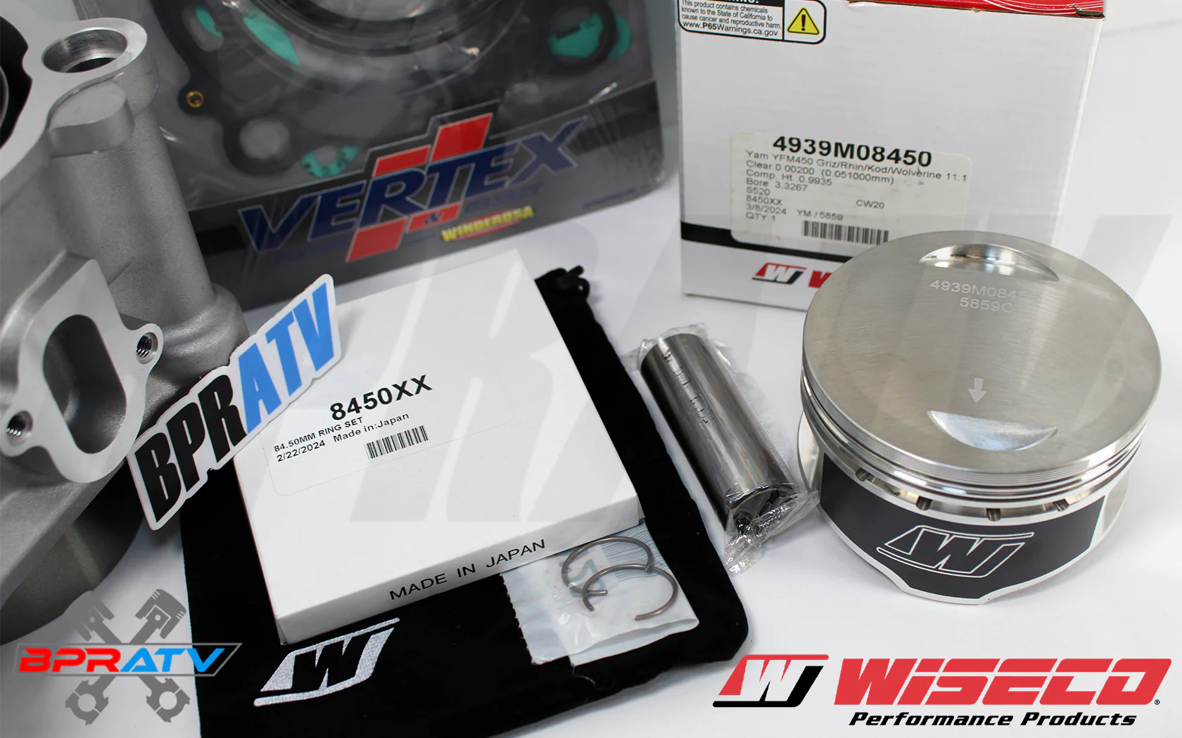 Yamaha Kodiak 450 OEM Stock Bore Cylinder WISECO Piston Kit Gaskets Top End Kit - Image 11