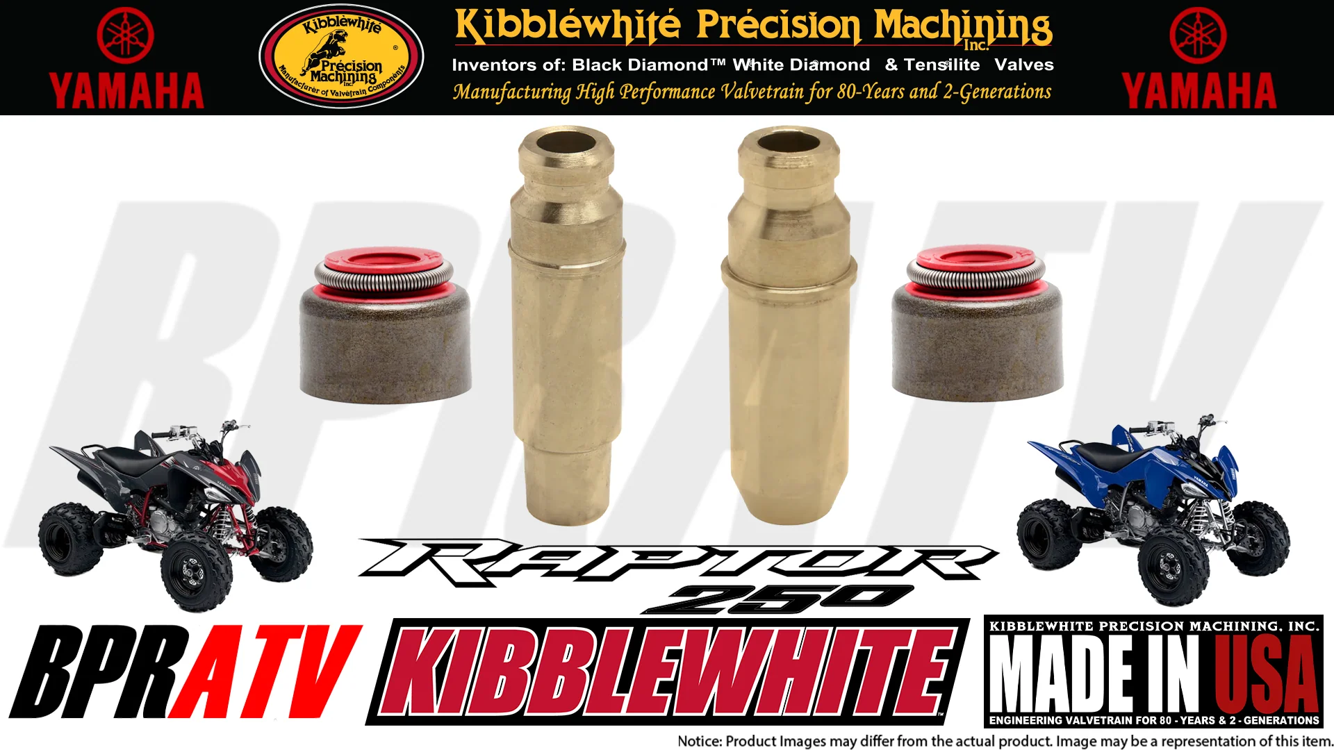 Yamaha Raptor 250 YFM 250R Kibblewhite Head Intake Exhaust Valve Guides & Seals - Image 3