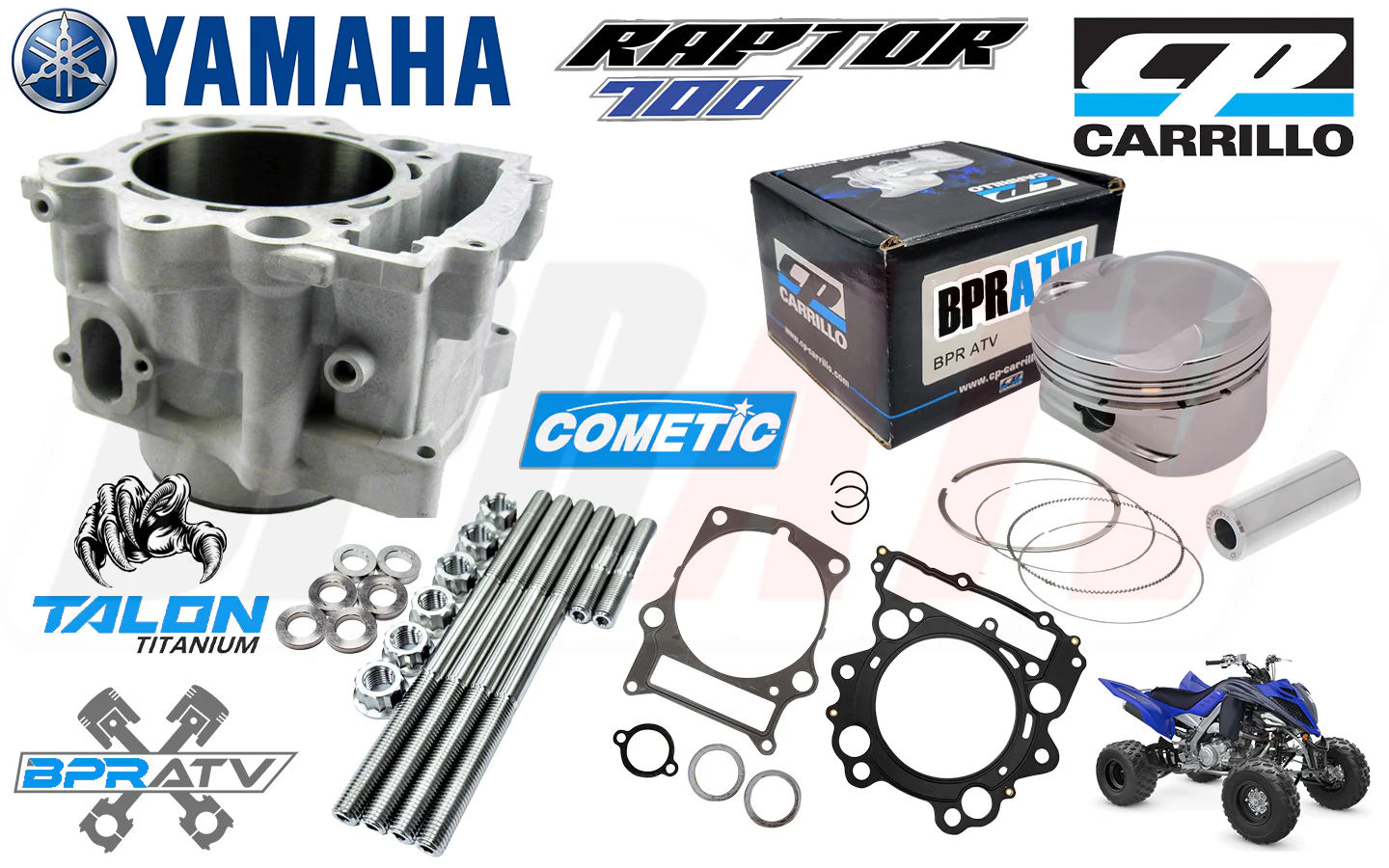 Yamaha Raptor 700 108mm +6 770cc Big Bore Cylinder CP Piston Top End Rebuild Kit - Image 12