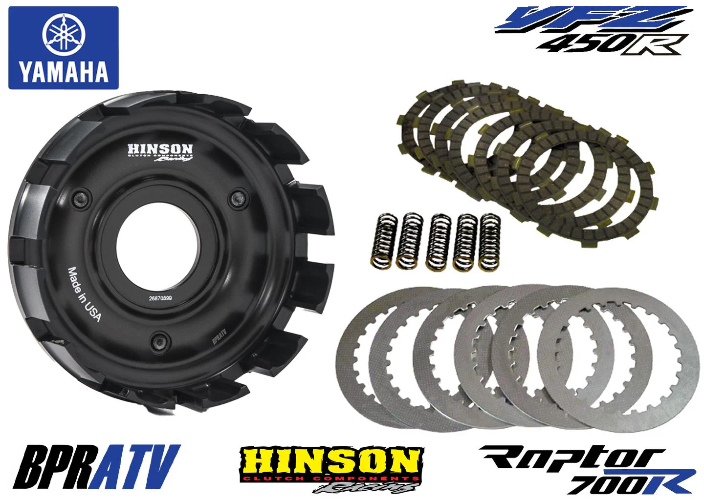 Yamaha Raptor 700 Hinson Heavy Duty Clutch Billet Basket & Steel Fibers Springs - Image 2