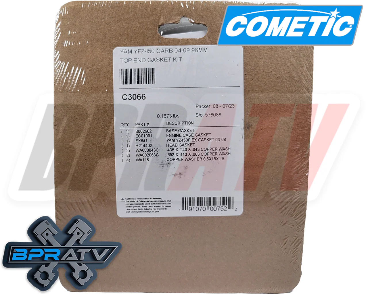 Yamaha YFZ450 YFZ 450 95mm Stock Cometic Top End Gasket Kit C3066 RED Viton Seal - Image 5