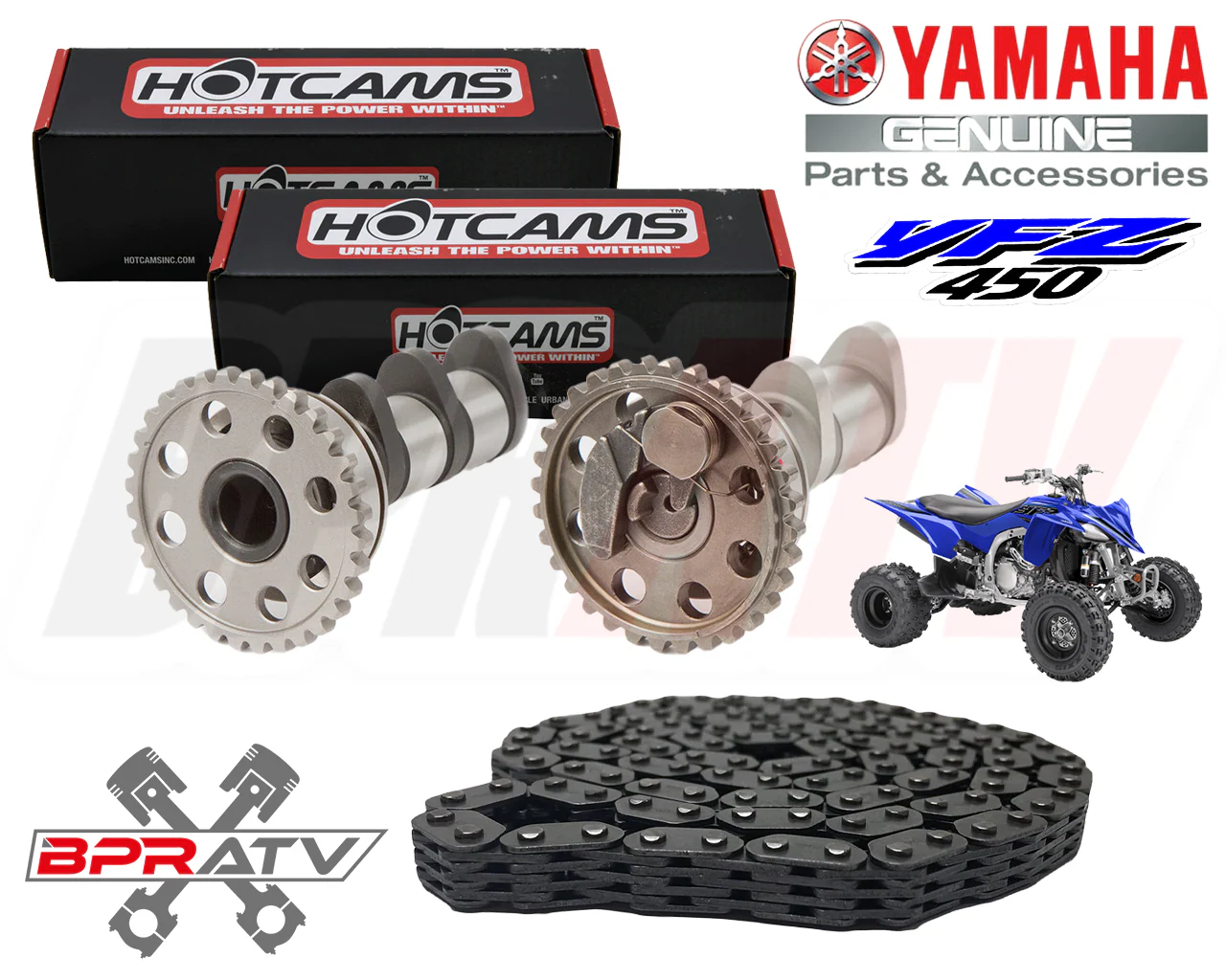 Yamaha YFZ450 YFZ 450 Hotcams Hot Cams Stage 1 One Camshafts & OEM Timing Chain - Image 2