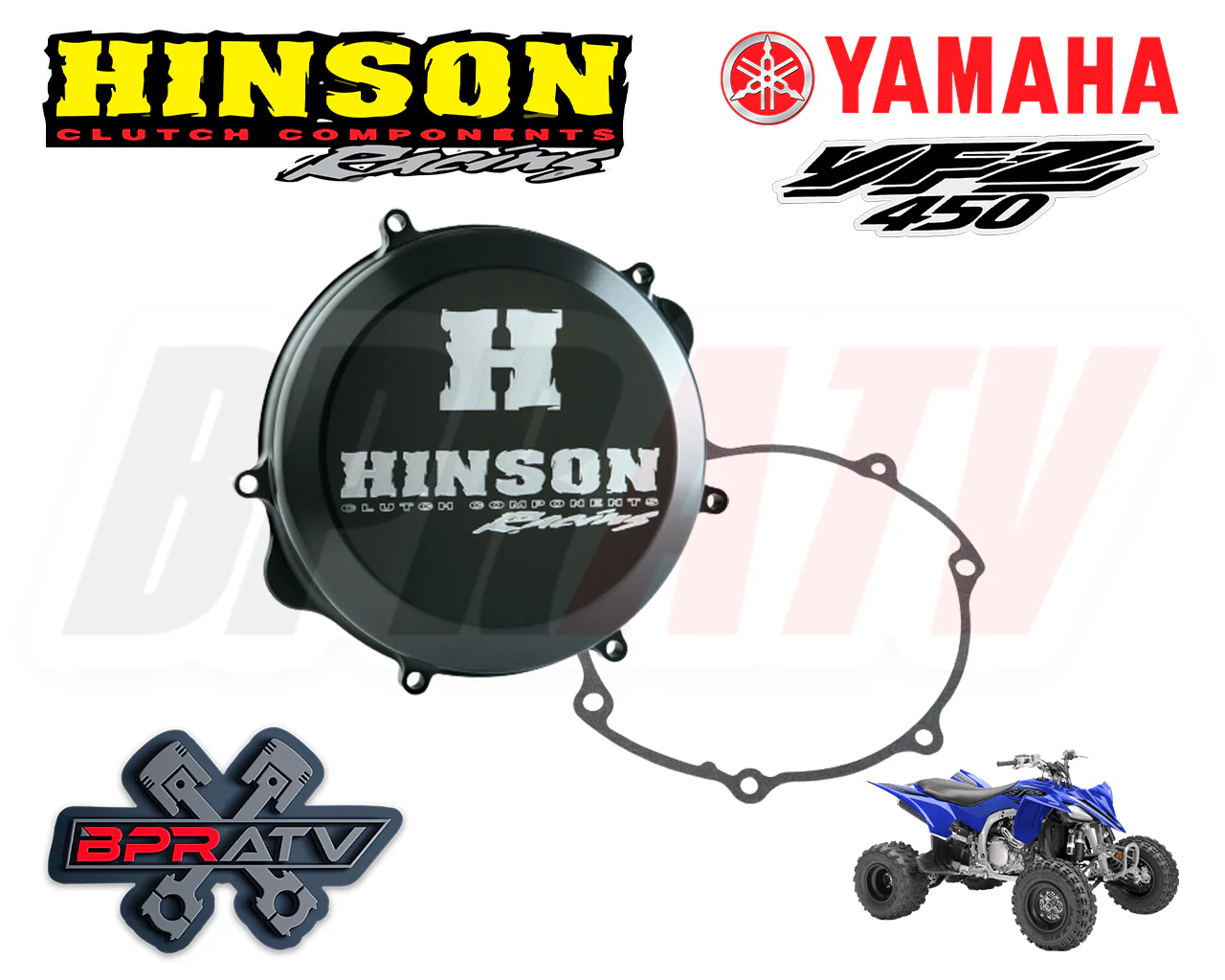 Yamaha YFZ450R YFZ450X YFZ 450R Hinson Racing Black Billet Clutch Cover Gasket - Image 2