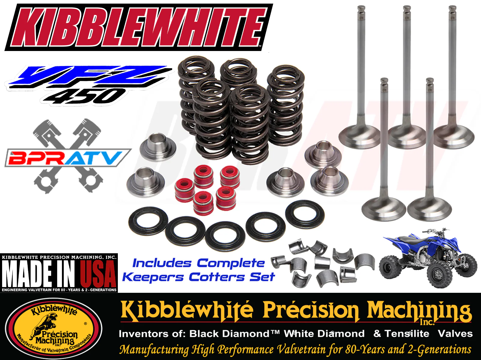 YFZ450 YFZ 450R Kibblewhite +1 Valve Kit 80-80206 80-80218H 80-80216H 80-80214H
