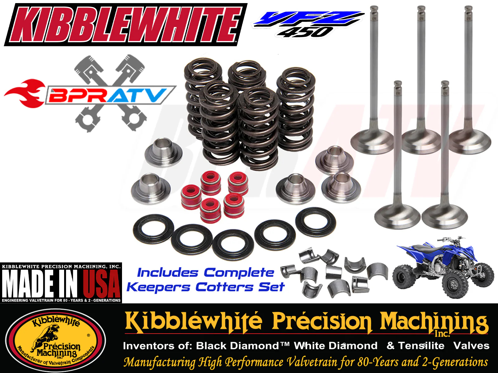YFZ450 YFZ 450R Kibblewhite +1 Valve Kit 80-80206 80-80218H 80-80216H 80-80214H - Image 2