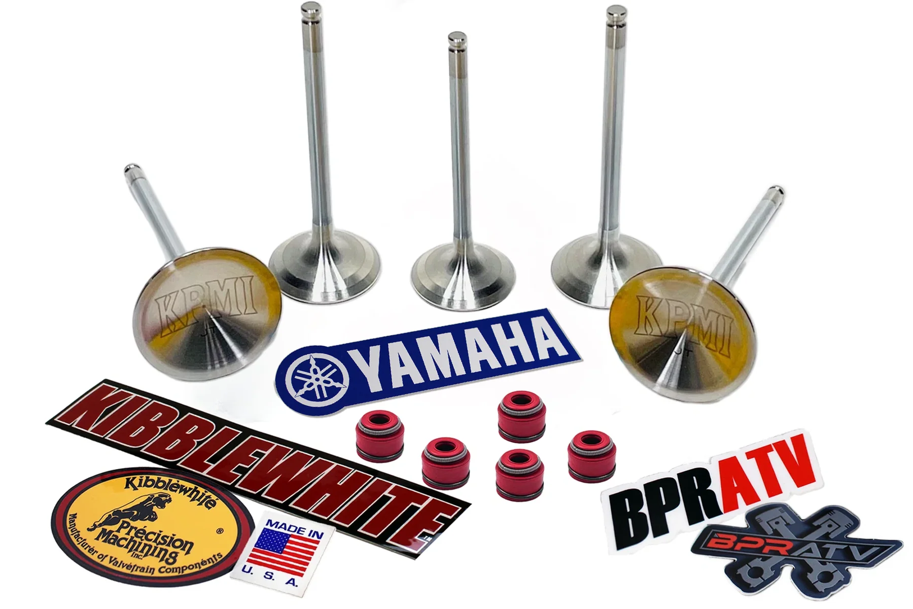 YFZ450 YFZ 450R Kibblewhite Tensilite TITANIUM Intake & Exhaust Valves RED Seals