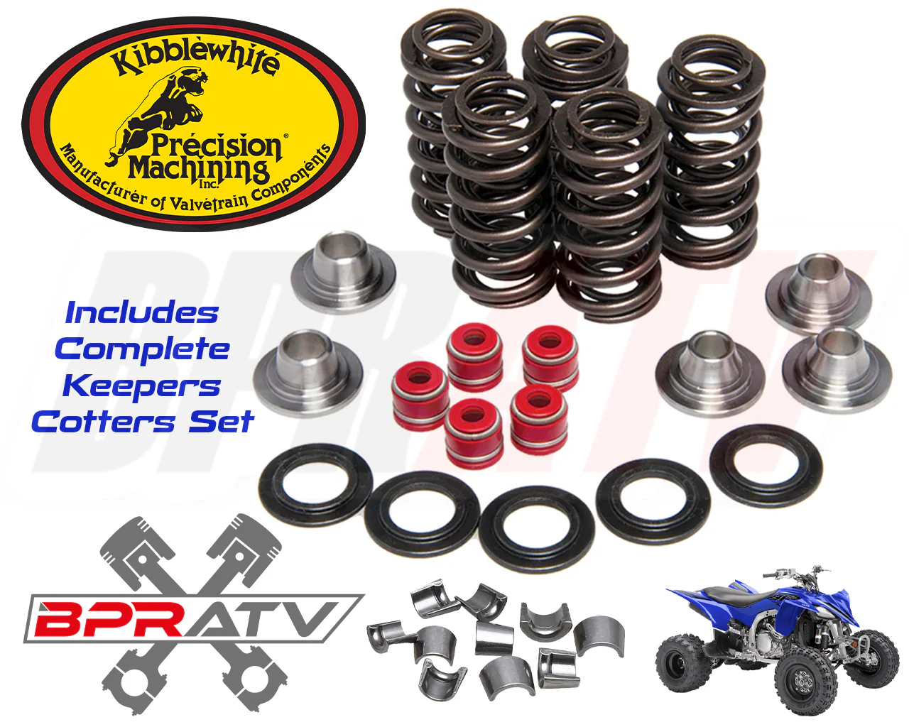 YFZ450R YFZ 450R KIBBLEWHITE +1mm Intake Exhaust Valves Titanium Spring Kit Seal - Image 6